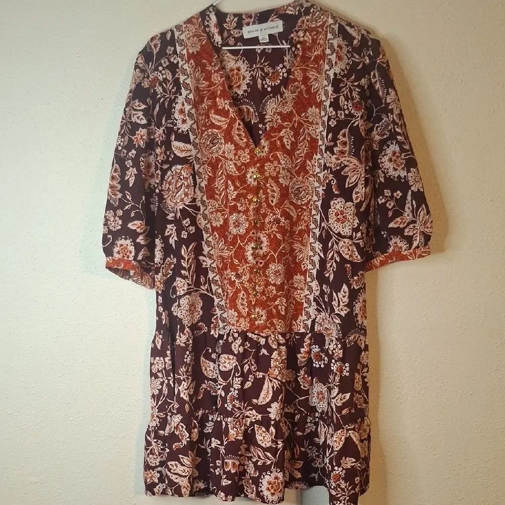 Emma & Michele Floral V-Neck Women's dress - Multicolor size XL